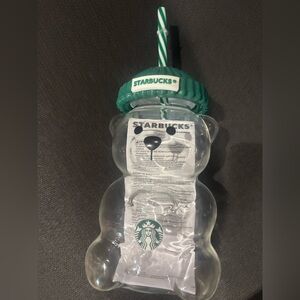 Starbucks Clear Bear Tumbler with Green Lid